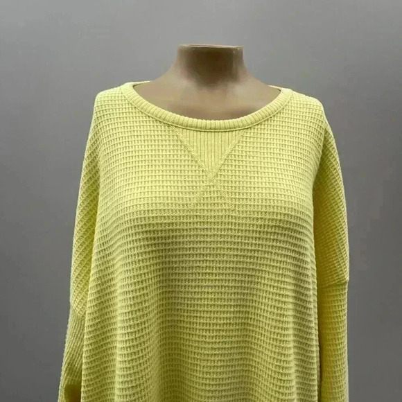 3/$20 Lot Oversized Yellow Waffle Knit Pullover Sweater XL - Picture 5 of 9